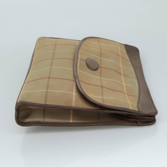 Burberrys Nova Check Clutch Bag Canvas Beige Auth - Picture 13 of 15